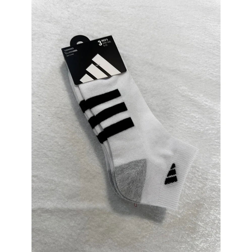 Adidas Mens ClimaCool Cushioned Low Cut Socks 3 Pack White Black Size 6-12